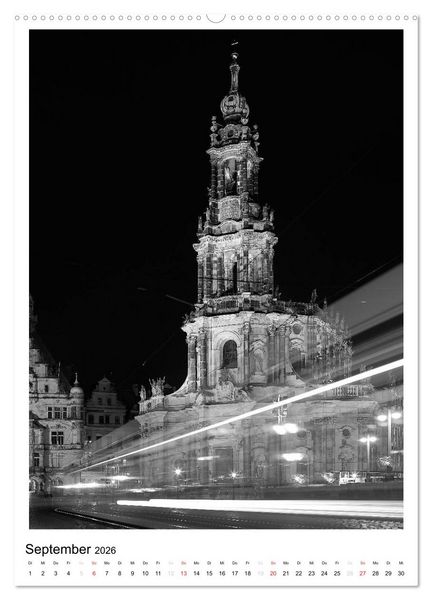Produktbild: Dresden Traumstadt in Schwarz-Wei&szlig; (Wandkalender 2026 DIN A2 hoch), CALVENDO Monatskalender