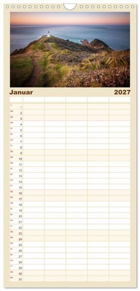 Produktbild: Familienplaner 2027 - Nat&uuml;rlich Neuseeland mit 5 Spalten (Wandkalender, 21 x 45 cm) CALVENDO