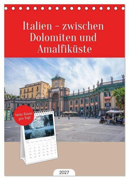 Produktbild: Tischplaner 2027 - Italien - zwischen Dolomiten und Amalfik&uuml;ste (A5 Tischkalender zum Aufstellen) CALVENDO