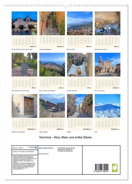 Produktbild: Taormina - &Auml;tna, Meer und antike Steine (hochwertiger Premium Wandkalender 2027 DIN A2 hoch), Kunstdruck in Hochglanz