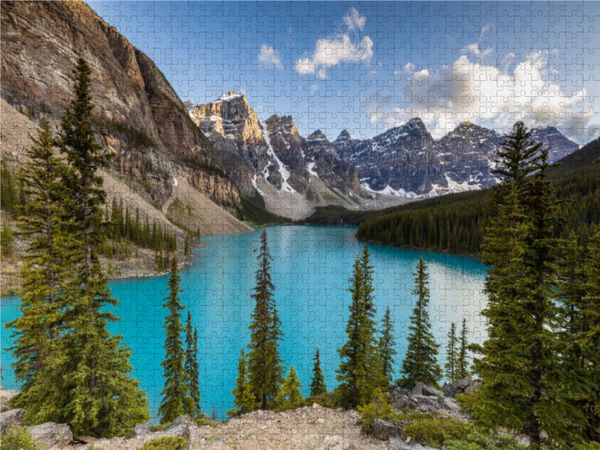 Produktbild: CALVENDO Puzzle Moraine Lake | 1000 Teile Lege-Gr&ouml;&szlig;e 64x48cm Foto-Puzzle f&uuml;r gl&uuml;ckliche Stunden