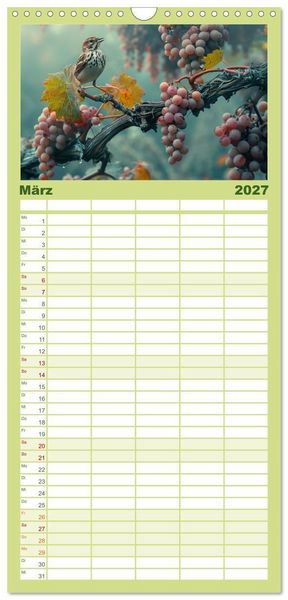 Produktbild: Familienplaner 2027 - Wein begeistert mit 5 Spalten (Wandkalender, 21 x 45 cm) CALVENDO