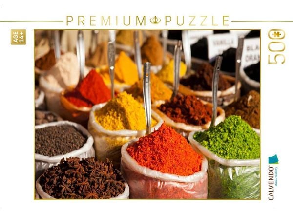 CALVENDO Puzzle Gewürze auf dem Markt in Anjuna Indien | 500 Teile Lege-Größe 48 × 36 cm Foto-Puzzle für Erwachsene