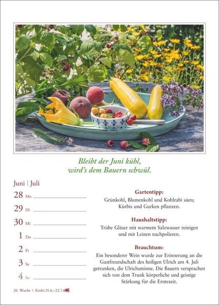 Produktbild: Bauernweisheiten Wochenkalender 2027 - Bauernregeln, Brauchtum, Gartentipps, Haushaltstipps