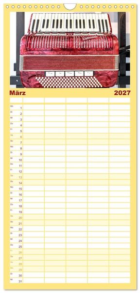 Produktbild: Familienplaner 2027 - Akkordeon, Hast Du da noch T&ouml;ne? mit 5 Spalten (Wandkalender, 21 x 45 cm) CALVENDO