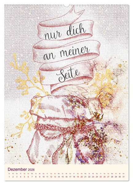 Produktbild: Aquarell Blumenmalerei mit Spr&uuml;chen (Wandkalender 2026 DIN A2 hoch), CALVENDO Monatskalender