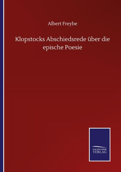 Produktbild: Klopstocks Abschiedsrede &uuml;ber die epische Poesie