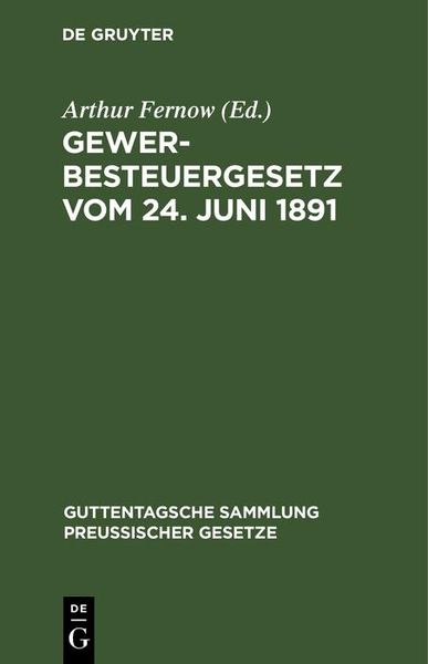 Produktbild: Gewerbesteuergesetz vom 24. Juni 1891