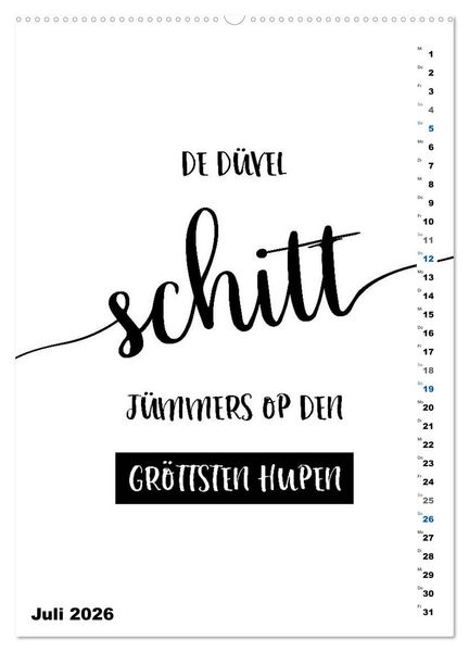 Produktbild: PLATT Typische Spr&uuml;che (hochwertiger Premium Wandkalender 2026 DIN A2 hoch), Kunstdruck in Hochglanz