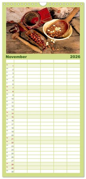 Produktbild: Familienplaner 2026 - Zeitreise auf dem K&uuml;chentisch mit 5 Spalten (Wandkalender, 21 x 45 cm) CALVENDO