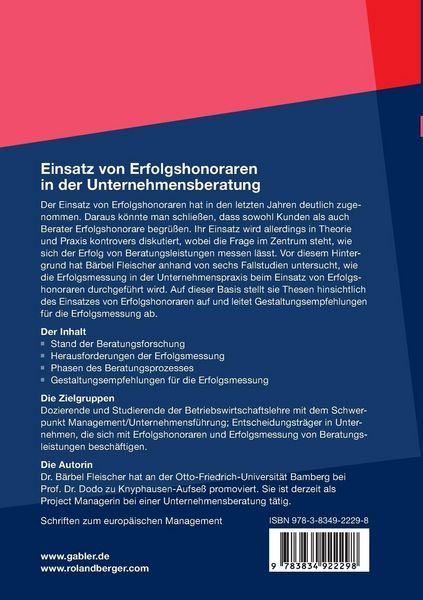 Produktbild: Einsatz von Erfolgshonoraren in der Unternehmensberatung