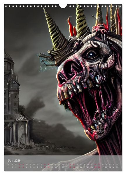 Produktbild: Zombie-Einh&ouml;rner - Computertr&auml;ume aus der KI (Wandkalender 2026 DIN A3 hoch), CALVENDO Monatskalender