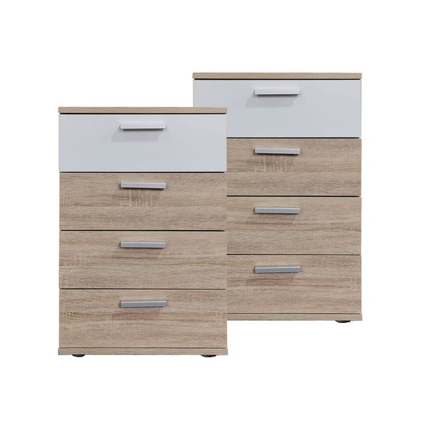 Produktbild: HTI-Living Nachtkonsole Nachtschrank Nina 4 Sonoma Wei&szlig; 2er