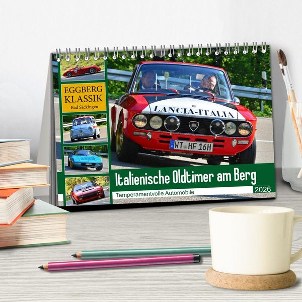Produktbild: Italienische Oldtimer am Berg (Tischkalender 2026 DIN A5 quer), CALVENDO Monatskalender