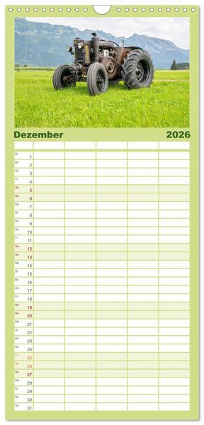 Produktbild: Familienplaner 2026 - Traktoren &ndash; Nostalgie auf dem Bauernhof mit 5 Spalten (Wandkalender, 21 x 45 cm) CALVENDO