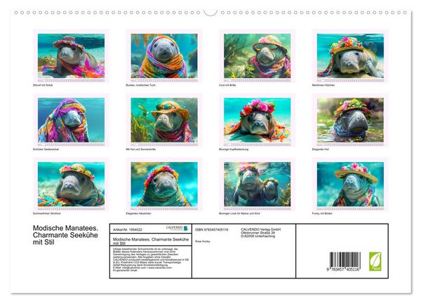 Produktbild: Modische Manatees. Charmante Seek&uuml;he mit Stil (hochwertiger Premium Wandkalender 2026 DIN A2 quer), Kunstdruck in Hochglanz