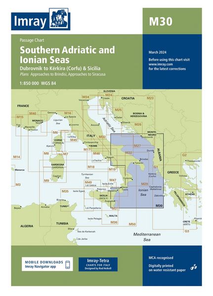 Produktbild: M30 Southern Adriatic and Ionian Seas, Imray Chart