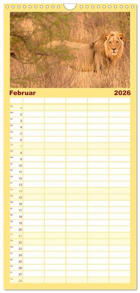 Produktbild: Familienplaner 2026 - Die Magie der K&ouml;nige der Tiere mit 5 Spalten (Wandkalender, 21 x 45 cm) CALVENDO