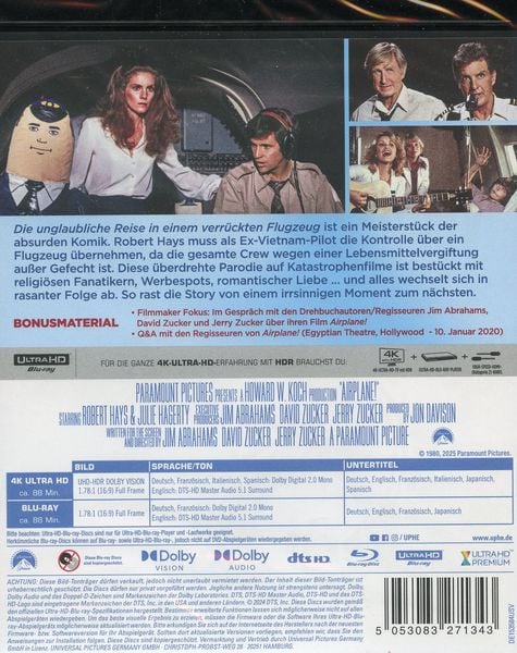 Produktbild: Die unglaubliche Reise in einem verr&uuml;ckten Flugzeug (4K Ultra HD) (+ Blu-ray)