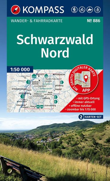 Produktbild: KOMPASS Wanderkarten-Set 886 Schwarzwald Nord (2 Karten) 1:50.000
