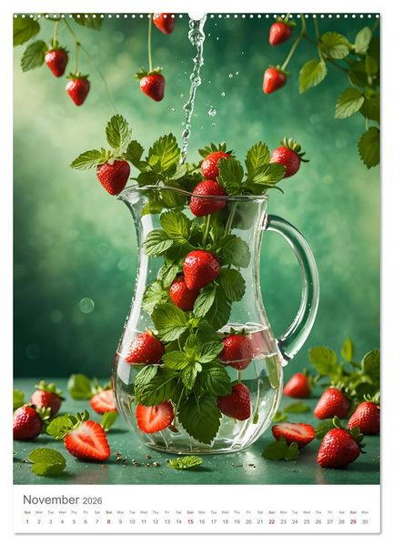 Produktbild: Pure refreshment - Infused water (High Quality Premium Wall Calendar 2026 DIN A2 portrait),CALVENDO 12 Month Wall Calendar