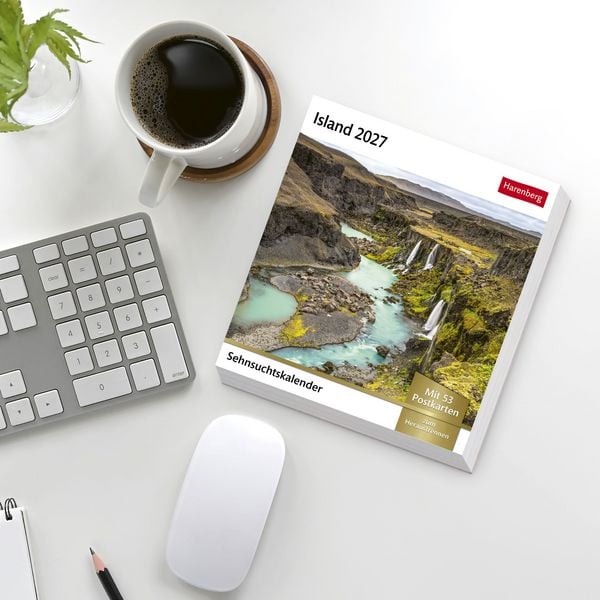 Produktbild: Island Sehnsuchtskalender 2027 - Wochenkalender mit 53 Postkarten