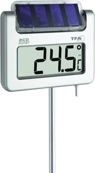 TFA Dostmann Avenue Solar Garten-Thermometer Silber