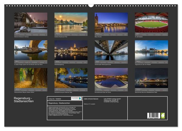 Produktbild: Regensburg - Stadtansichten (Wandkalender 2026 DIN A2 quer), CALVENDO Monatskalender