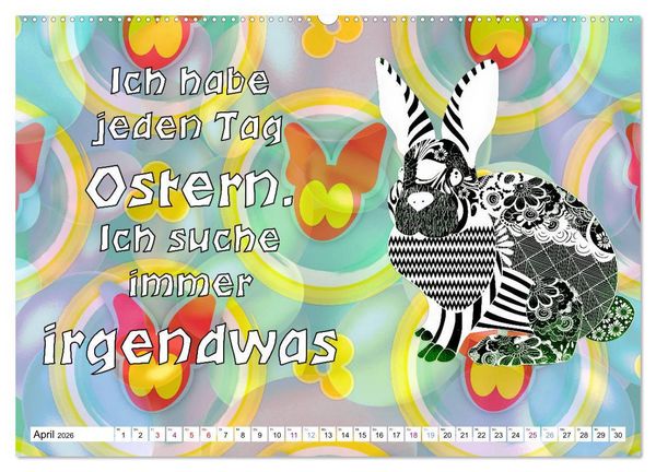 Produktbild: Spruchkalender - frech und bunt (Wandkalender 2026 DIN A2 quer), CALVENDO Monatskalender