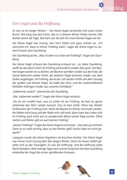 Produktbild: Ged&auml;chtnistraining Senioren - Ged&auml;chtnistraining f&uuml;r jede Jahreszeit: Fr&uuml;hling. Spielerisches Ged&auml;chtnistraining f&uuml;r Senioren. Auch mit Demenz.