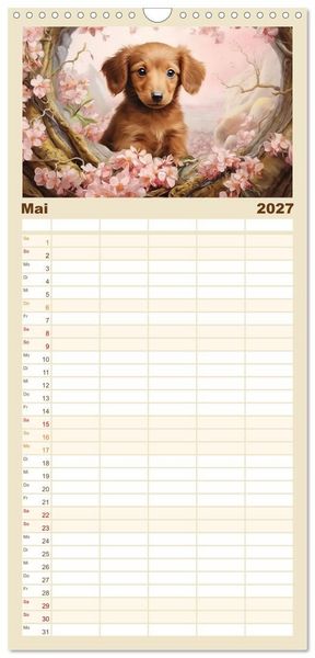 Produktbild: Familienplaner 2027 - Tierisch s&uuml;&szlig;! mit 5 Spalten (Wandkalender, 21 x 45 cm) CALVENDO