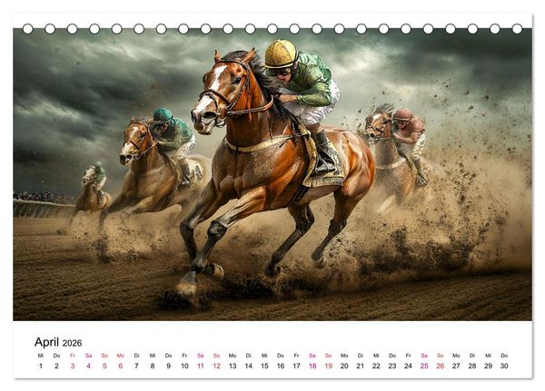 Produktbild: Pferderennen (Tischkalender 2026 DIN A5 quer), CALVENDO Monatskalender