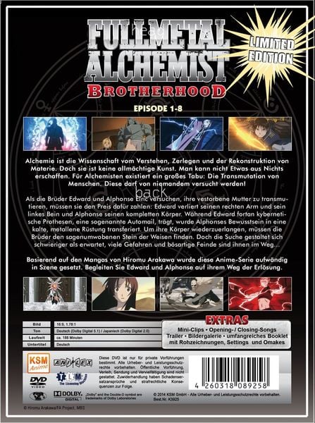 Produktbild: Fullmetal Alchemist - Brotherhood Vol. 1/Episode 1-8 [LE] [2 DVDs]