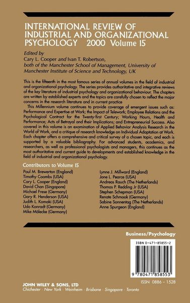 Produktbild: Cooper: Int Rev of Indust Org Psych 2000 V15