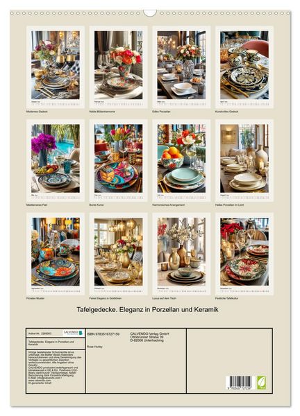 Produktbild: Tafelgedecke. Eleganz in Porzellan und Keramik (Wandkalender 2026 DIN A2 hoch), CALVENDO Monatskalender