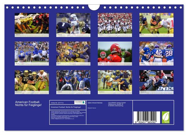 Produktbild: American Football. Nichts f&uuml;r Feiglinge! (Wandkalender 2026 DIN A4 quer), CALVENDO Monatskalender