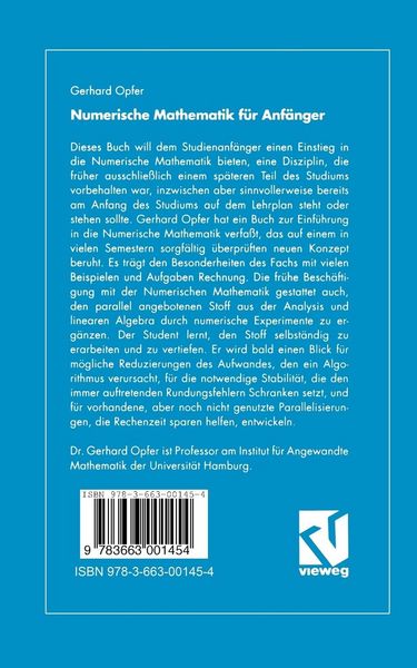 Produktbild: Numerische Mathematik f&uuml;r Anf&auml;nger