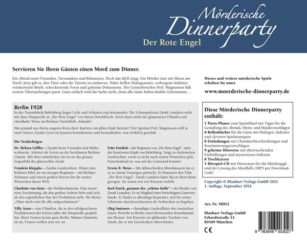 Mörderische Dinnerparty, Der Rote Engel (Spiel)