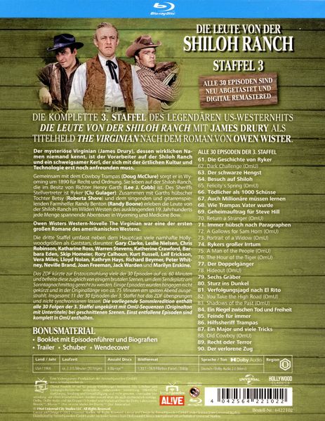 Produktbild: Die Leute von der Shiloh Ranch - Staffel 3 (HD-Remastered) (The Virginian: Extended Edition) (Fernsehjuwelen) [6 BRs]