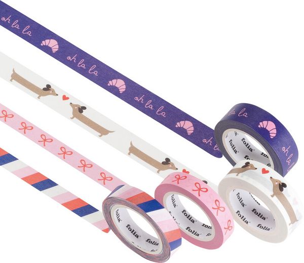 Produktbild: FOLIA&reg; Washi Tape Set, Parisienne Set zu 2 Rollen 10 mm x 10 m und 2 Rollen 15 mm x 10 m