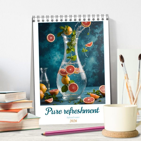 Produktbild: Pure refreshment - Infused water (Desk Calendar 2026 DIN A5 portrait), CALVENDO 12 Month DeskCalendar