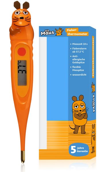 Produktbild: Bresser 10238 - DieMaus, Kinder-Fieberthermometer im Maus-3D-Design, digital, wasserdicht