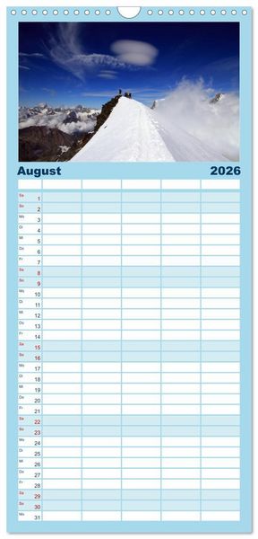 Produktbild: Familienplaner 2026 - Schweizer Berggipfel mit 5 Spalten (Wandkalender, 21 x 45 cm) CALVENDO