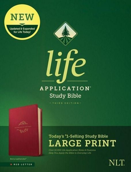 Produktbild: NLT Life Application Study Bible, Third Edition, Large Print (Red Letter, Leatherlike, Berry)