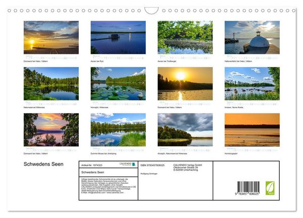 Produktbild: Schwedens Seen (Wandkalender 2026 DIN A3 quer), CALVENDO Monatskalender