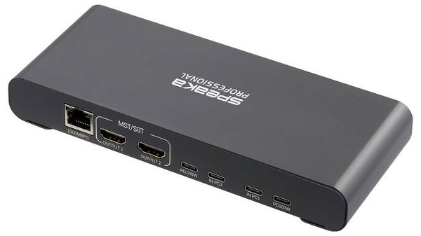 Produktbild: SpeaKa Professional SP-KVM-2P4K 2 Port KVM-Umschalter Grau (matt) HDMI&reg;, USB-A (USB 3.2 Gen 1), USB-A (USB 2.0), USB-C&reg; PD, RJ45