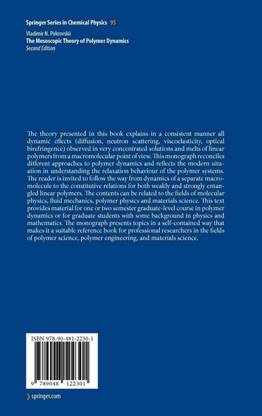 Produktbild: The Mesoscopic Theory of Polymer Dynamics