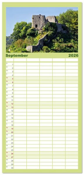 Produktbild: Familienplaner 2026 - Unterwegs im Gro&szlig;en Lautertal mit 5 Spalten (Wandkalender, 21 x 45 cm) CALVENDO
