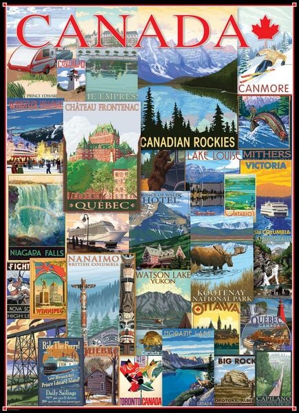 Produktbild: Puzzle 1000 Teile - Travel Canada Vintage Poste