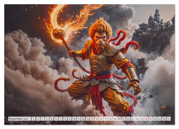 Produktbild: Chinesische Mythologie - G&ouml;tter, Helden und Monster (Wandkalender 2026 DIN A3 quer), CALVENDO Monatskalender